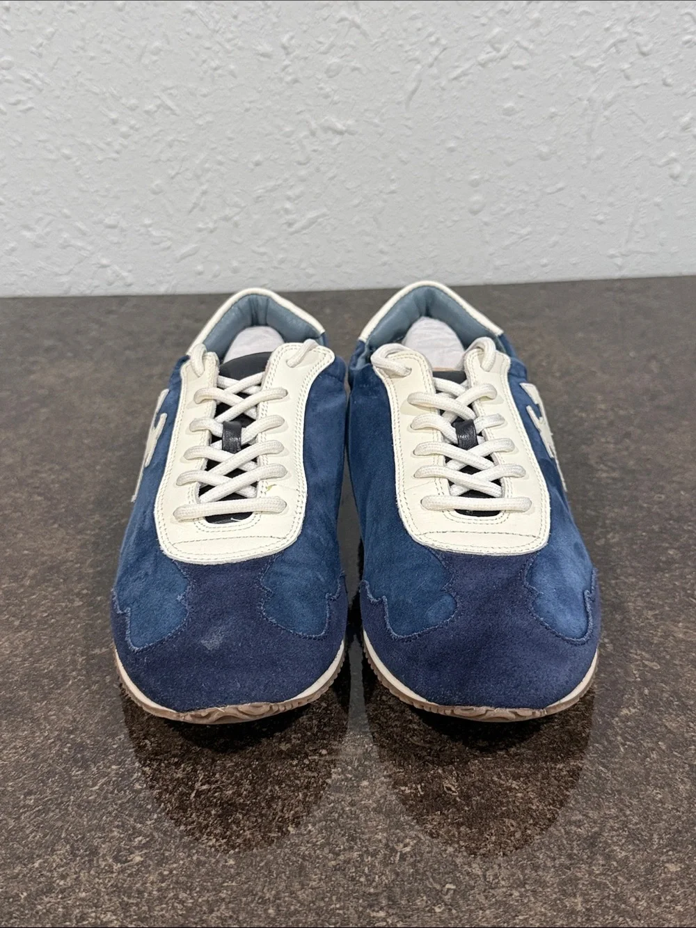 Tory Burch Women's Navy Blue Suede Ballet Sneakers Size 7.5 Coastal Nautical